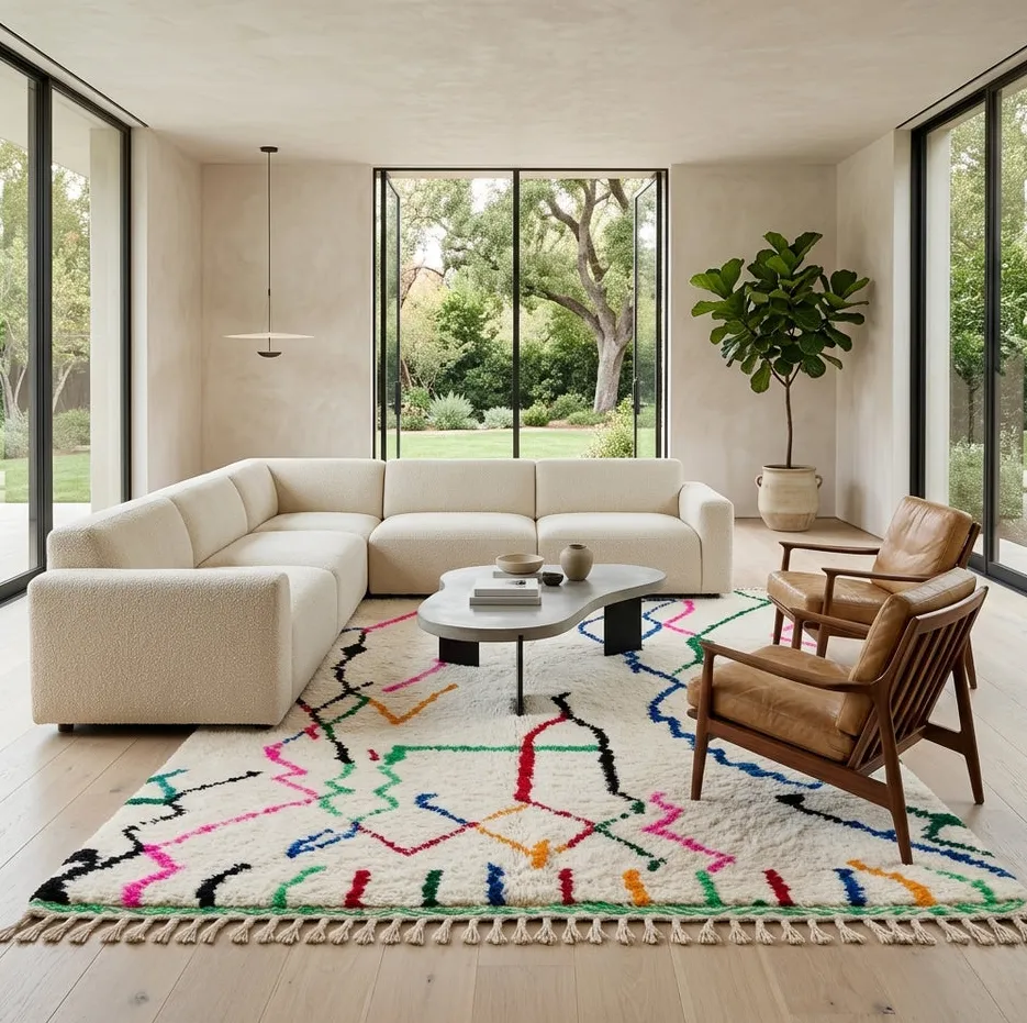Tapis berbère Tilila blanc à lignes, vue 4 sur 4