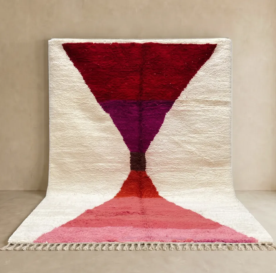 Tapis berbère Tissint rouge et rose — tapis berbères contemporains tissé à la main