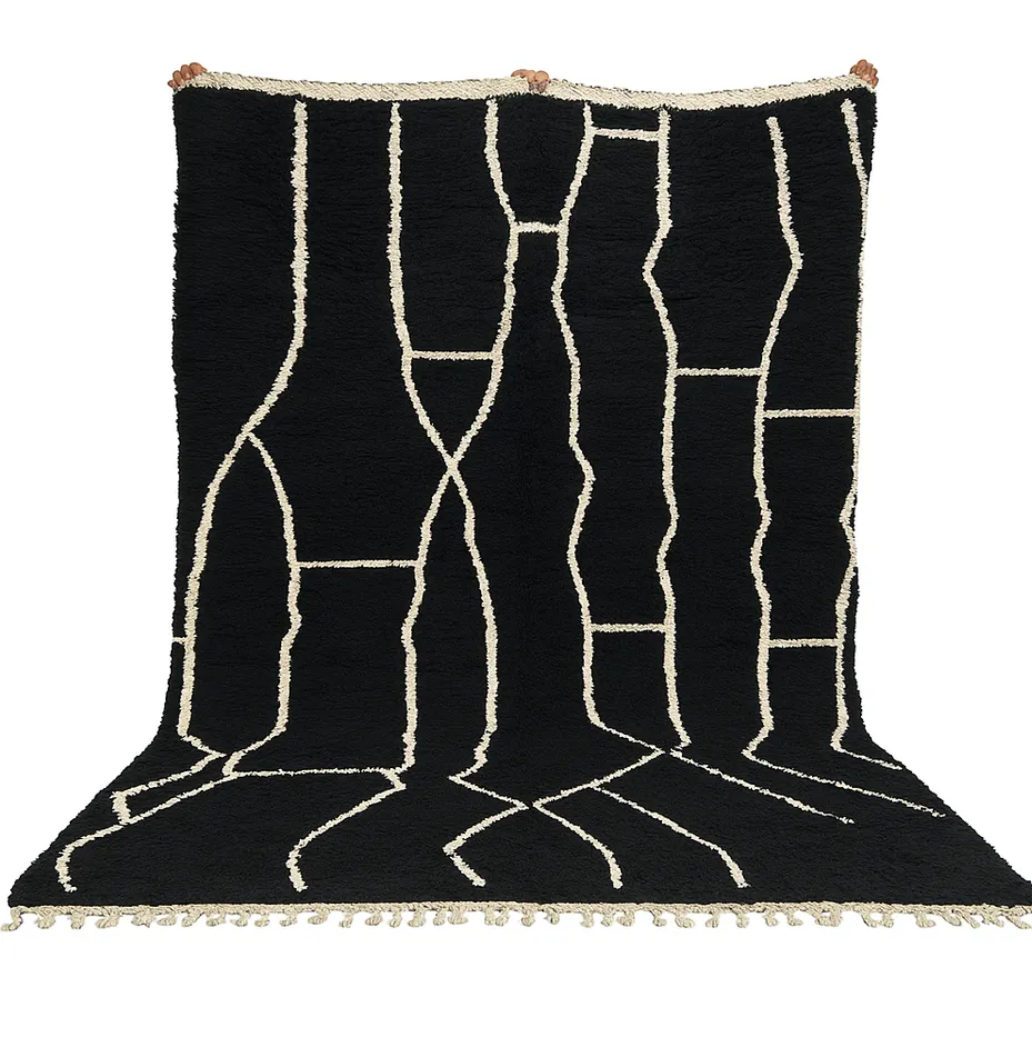 Tapis berbère Toubkal noir et blanc — tapis berbères contemporains tissé à la main