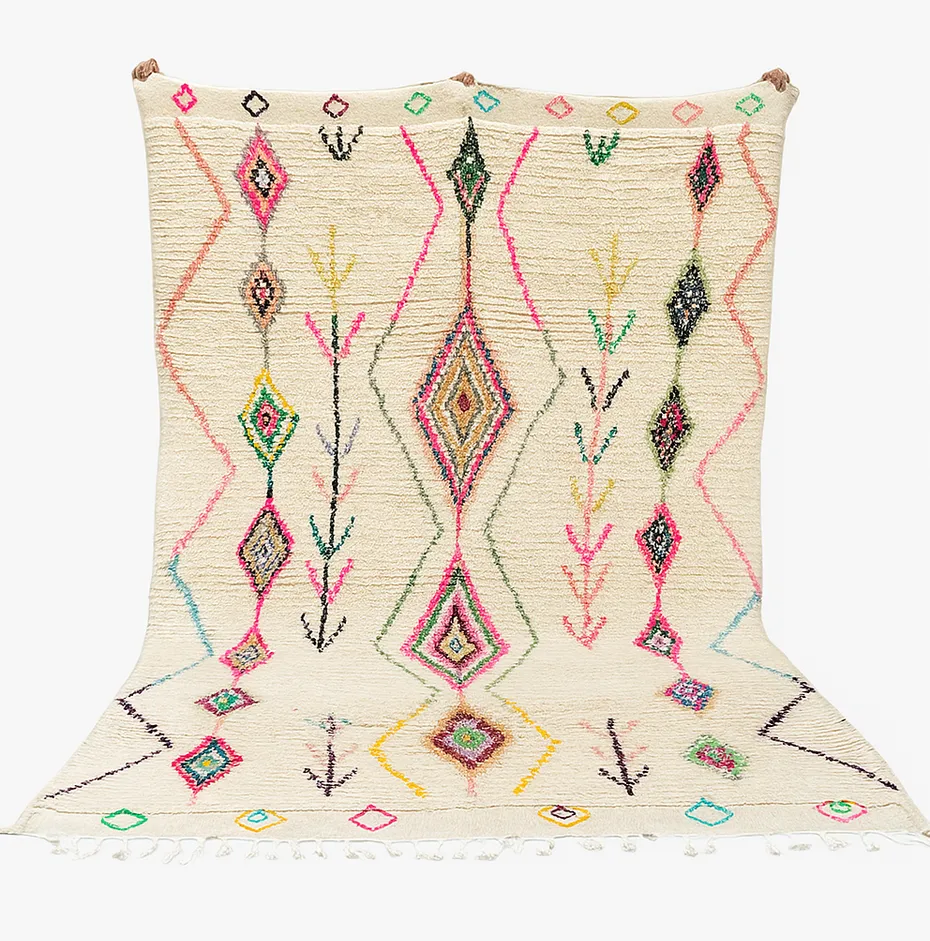 Tapis berbère Udad multicolore aux motifs berbères — tapis berbères contemporains tissé à la main