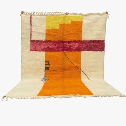 Tapis berbère Usman orange au dessin abstrait — tapis berbères contemporains