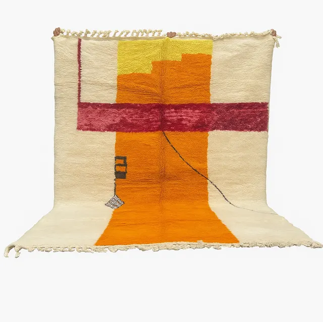 Tapis berbère Usman orange au dessin abstrait — tapis berbères contemporains