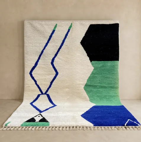 Tapis berbère Volubilis crème et vert — tapis berbères contemporains