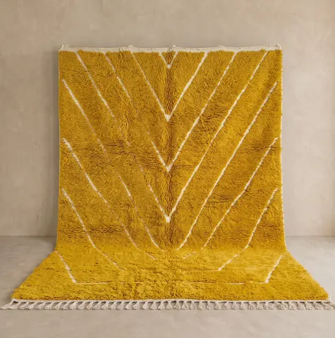 Tapis berbère Volubilis jaune aux motifs géométriques — tapis berbères contemporains