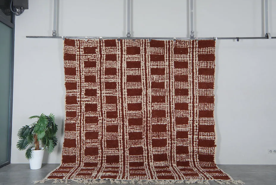 Tapis berbère Volubilis terracotta et marron aux motifs géométriques — tapis berbères contemporains tissé à la main