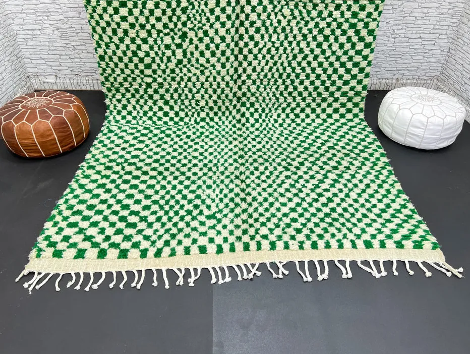 Tapis berbère Zagora vert à damier, vue 4 sur 4