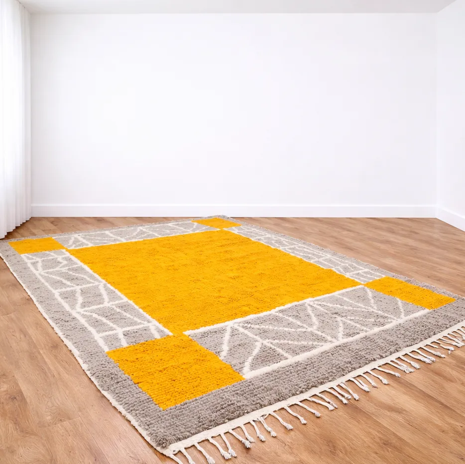 Tapis berbère Ziri moutarde et jaune, vue 4 sur 4
