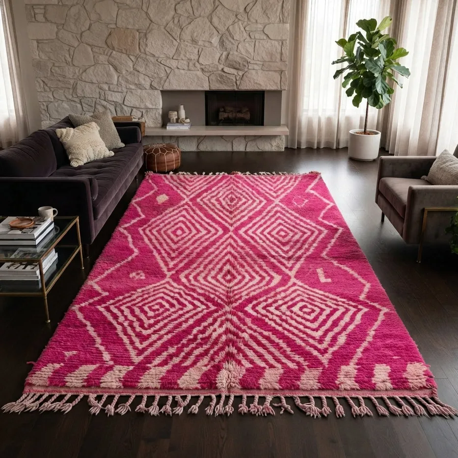 Tapis Boujad Mirleft rose, vue 4 sur 4