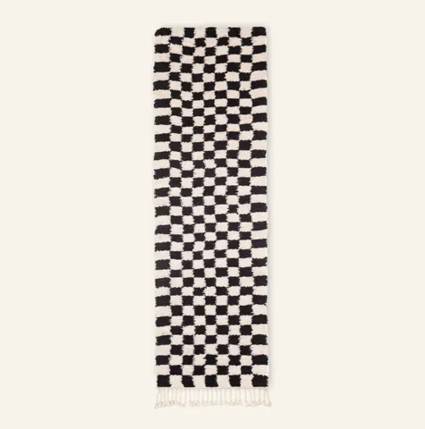 Tapis de couloir Beni Ouarain Agdz beige et blanc — tapis beni ouarain