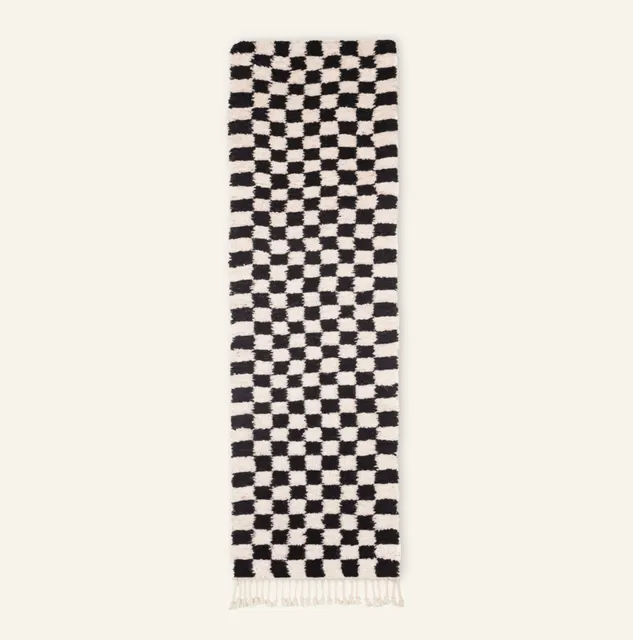 Tapis de couloir Beni Ouarain Agdz beige et blanc — tapis beni ouarain