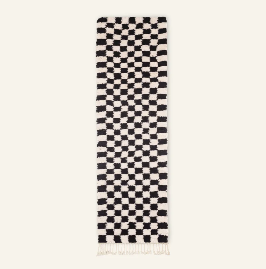 Tapis de couloir Beni Ouarain Agdz beige et blanc — tapis beni ouarain tissé à la main
