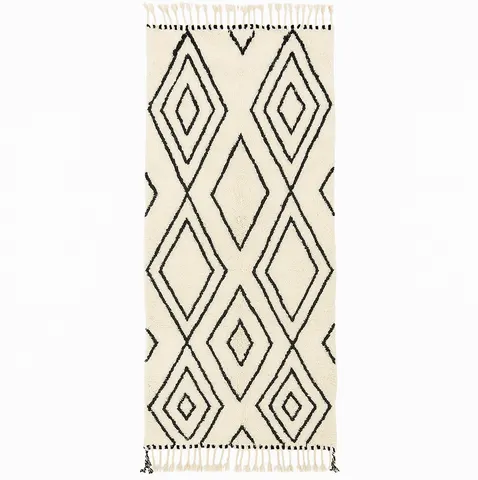 Tapis de couloir Beni Ouarain Agdz noir et blanc — tapis beni ouarain