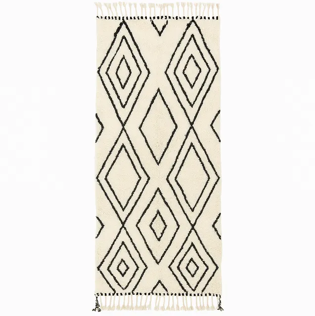 Tapis de couloir Beni Ouarain Agdz noir et blanc — tapis beni ouarain