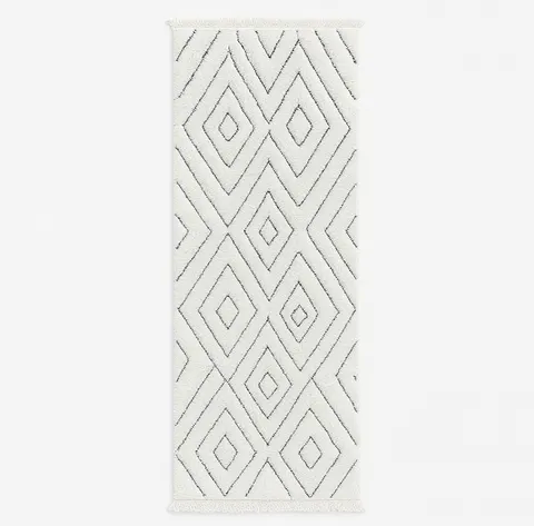 Tapis de couloir Beni Ouarain Aksel blanc uni — tapis beni ouarain