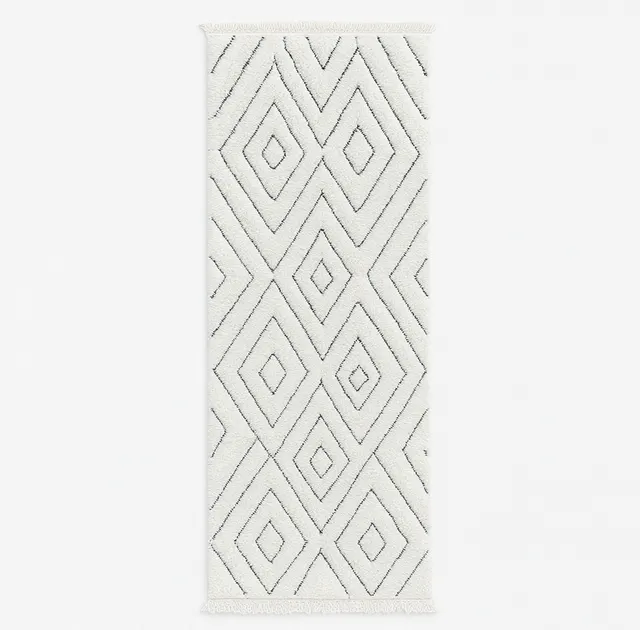 Tapis de couloir Beni Ouarain Aksel blanc uni — tapis beni ouarain