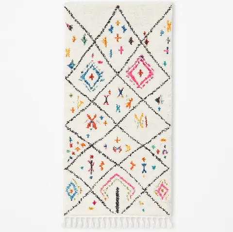 Tapis de couloir Beni Ouarain Assif multicolore à losanges — tapis beni ouarain