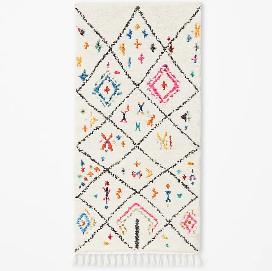 Tapis de couloir Beni Ouarain Assif multicolore à losanges — tapis beni ouarain tissé à la main