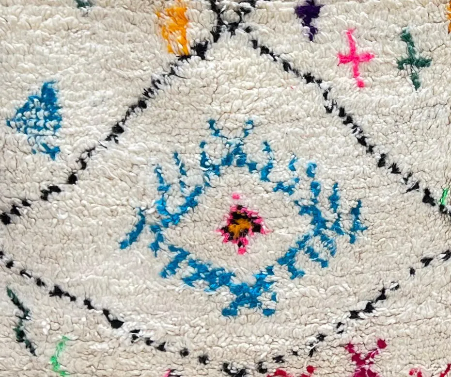 Tapis de couloir Beni Ouarain Assif multicolore à losanges, vue 3 sur 4