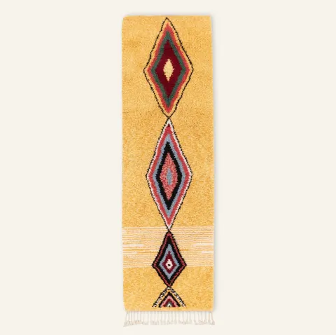 Tapis de couloir Beni Ouarain Bzou beige et blanc — tapis beni ouarain