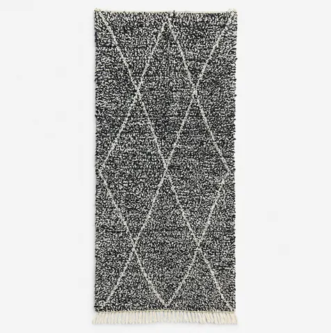 Tapis de couloir Beni Ouarain Dihya noir et blanc — tapis beni ouarain