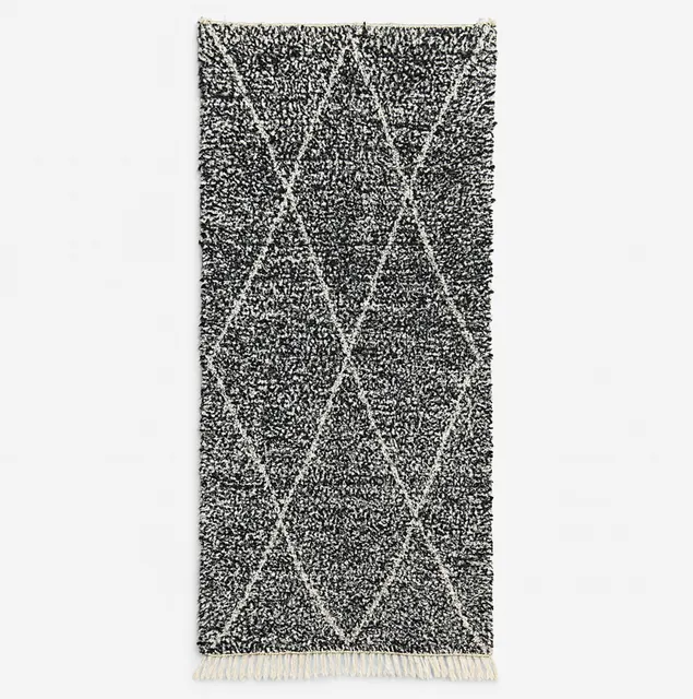 Tapis de couloir Beni Ouarain Dihya noir et blanc — tapis beni ouarain
