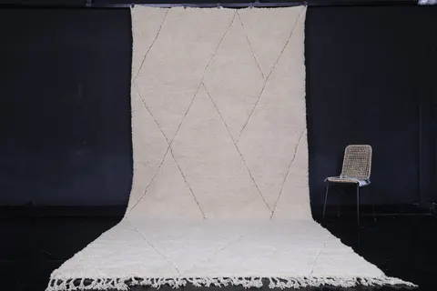 Tapis de couloir Beni Ouarain Ghdat crème à losanges — tapis beni ouarain