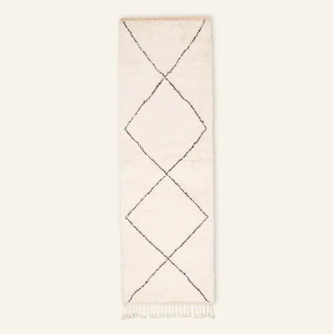 Tapis de couloir Beni Ouarain Gourrama beige et noir — tapis beni ouarain