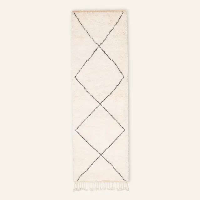 Tapis de couloir Beni Ouarain Gourrama beige et noir — tapis beni ouarain