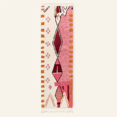Tapis de couloir Beni Ouarain Jorf beige et blanc — tapis beni ouarain
