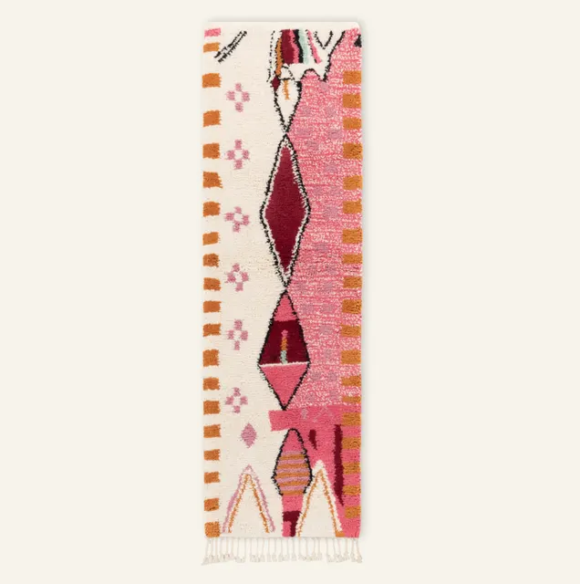 Tapis de couloir Beni Ouarain Jorf beige et blanc — tapis beni ouarain