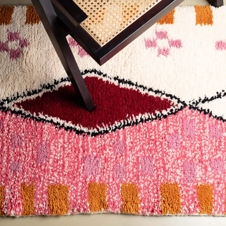 Tapis de couloir Beni Ouarain Jorf beige et blanc, vue 7 sur 7