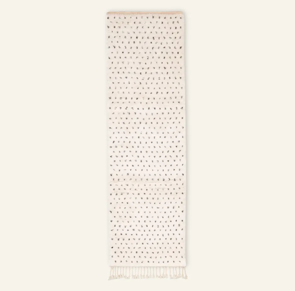 Tapis de couloir Beni Ouarain Missour beige et noir — tapis beni ouarain tissé à la main