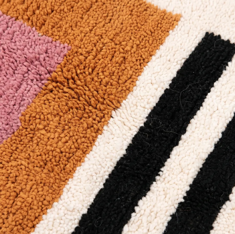 Tapis de couloir Beni Ouarain Sefrou beige et blanc, vue 5 sur 7
