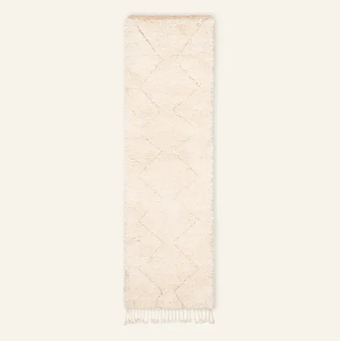 Tapis de couloir Beni Ouarain Talsint beige et blanc — tapis beni ouarain