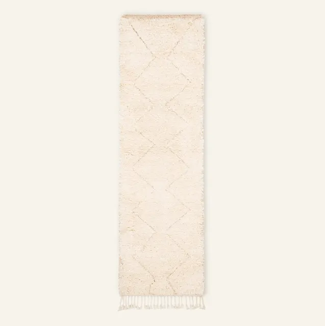 Tapis de couloir Beni Ouarain Talsint beige et blanc — tapis beni ouarain