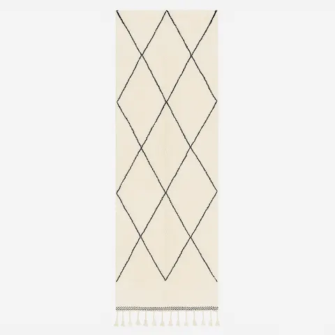 Tapis de couloir Beni Ouarain Tamegroute noir et blanc — tapis beni ouarain