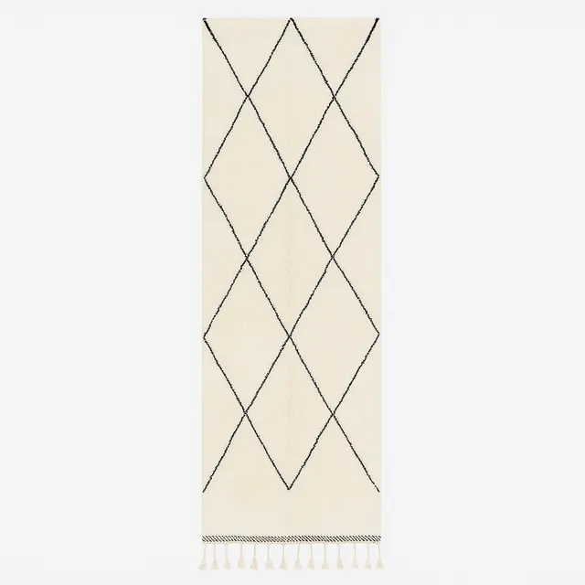 Tapis de couloir Beni Ouarain Tamegroute noir et blanc — tapis beni ouarain