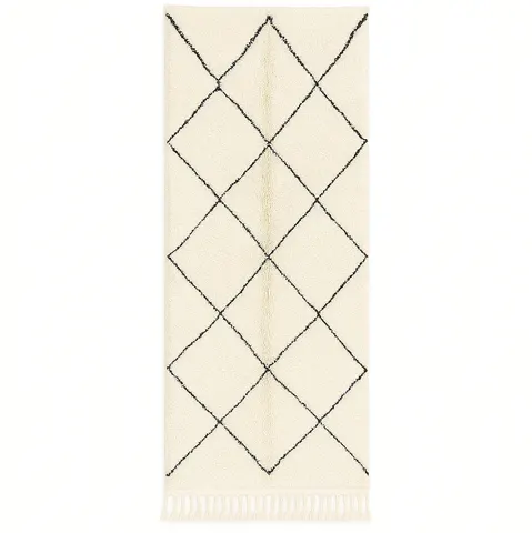 Tapis de couloir Beni Ouarain Telouet blanc et noir — tapis beni ouarain