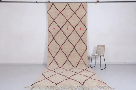 Tapis de couloir Beni Ouarain Tensift beige à losanges — tapis beni ouarain