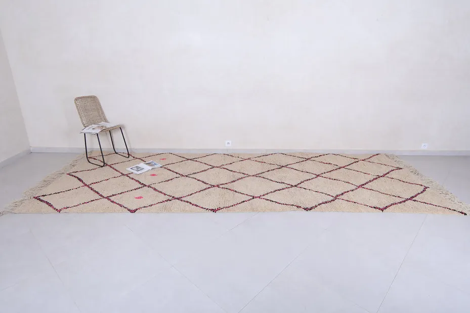 Tapis de couloir Beni Ouarain Tensift beige à losanges, vue 4 sur 7