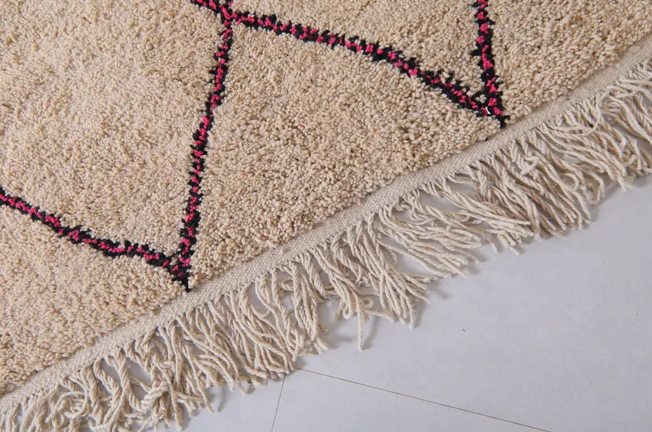 Tapis de couloir Beni Ouarain Tensift beige à losanges, vue 7 sur 7