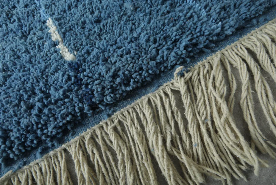 Tapis de couloir berbère Abid bleu à rayures, vue 5 sur 7