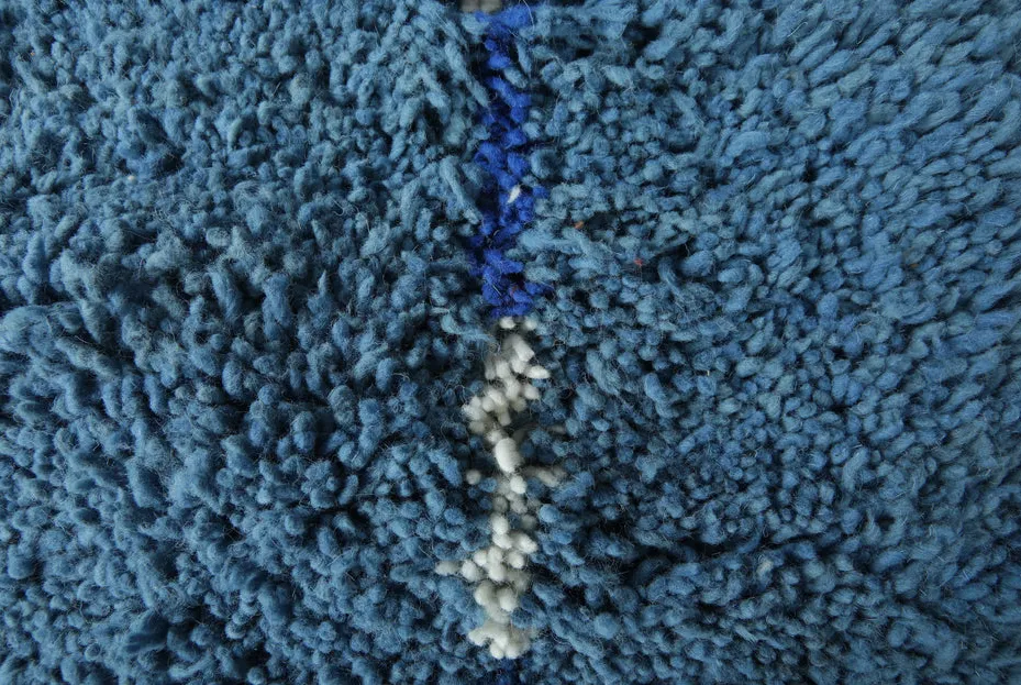 Tapis de couloir berbère Abid bleu à rayures, vue 6 sur 7