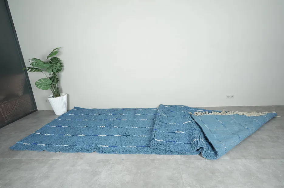 Tapis de couloir berbère Abid bleu à rayures, vue 7 sur 7
