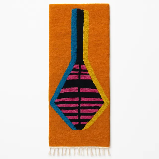 Tapis de couloir berbère Adrar orange au dessin abstrait — tapis berbères contemporains
