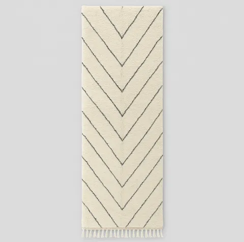 Tapis de couloir berbère Agadir blanc uni — tapis berbères contemporains