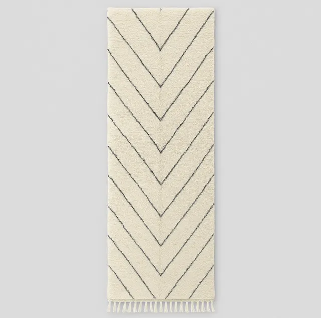 Tapis de couloir berbère Agadir blanc uni — tapis berbères contemporains