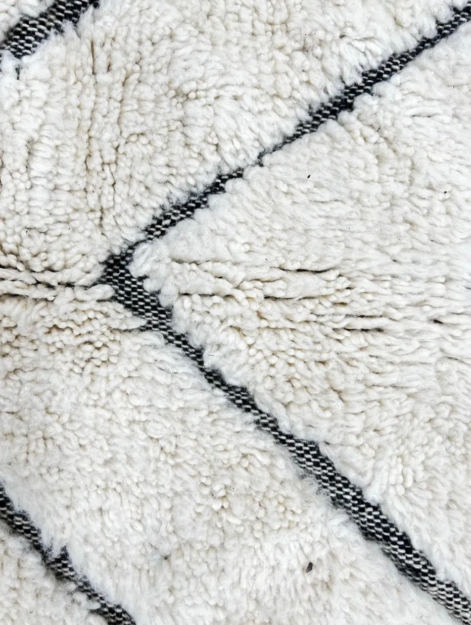 Tapis de couloir berbère Agadir blanc uni, vue 4 sur 4