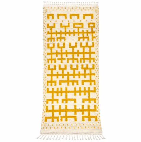 Tapis de couloir berbère Akka moutarde — tapis berbères contemporains