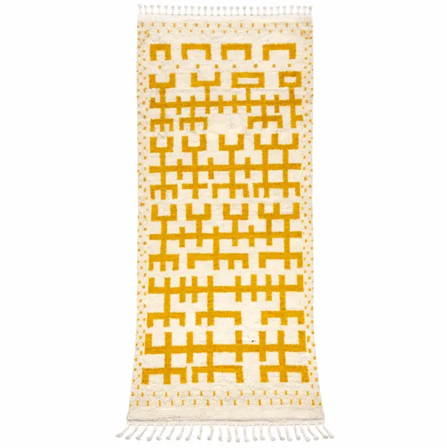 Tapis de couloir berbère Akka moutarde — tapis berbères contemporains